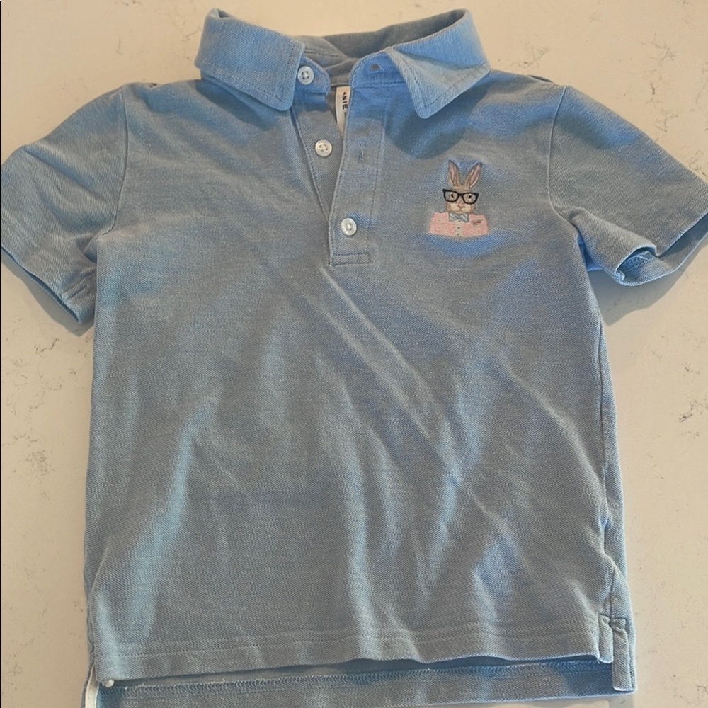 Blue Boy’s Easter Polo Shirt with Bunny Design